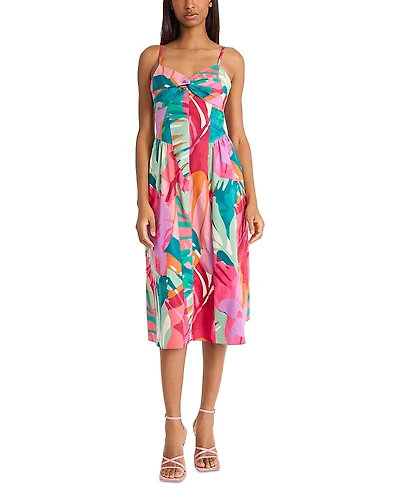 Donna Morgan Printed Twist Front Midi Dress