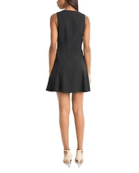 V Neck Button Front Mini Dress