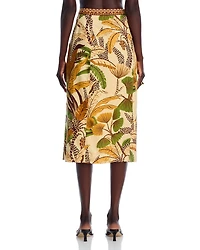Foliage Sketch Sand Midi Skirt