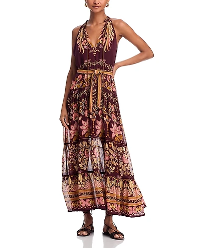 Farm Rio Bella Burgundy Maxi Dress