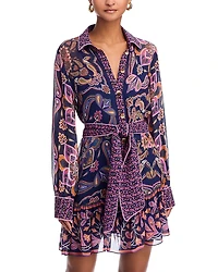 Farm Rio Boho Scarves Navy Blue Mini Dress