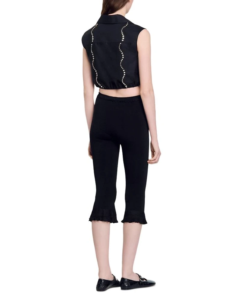Rhinestone Cropped Shirt