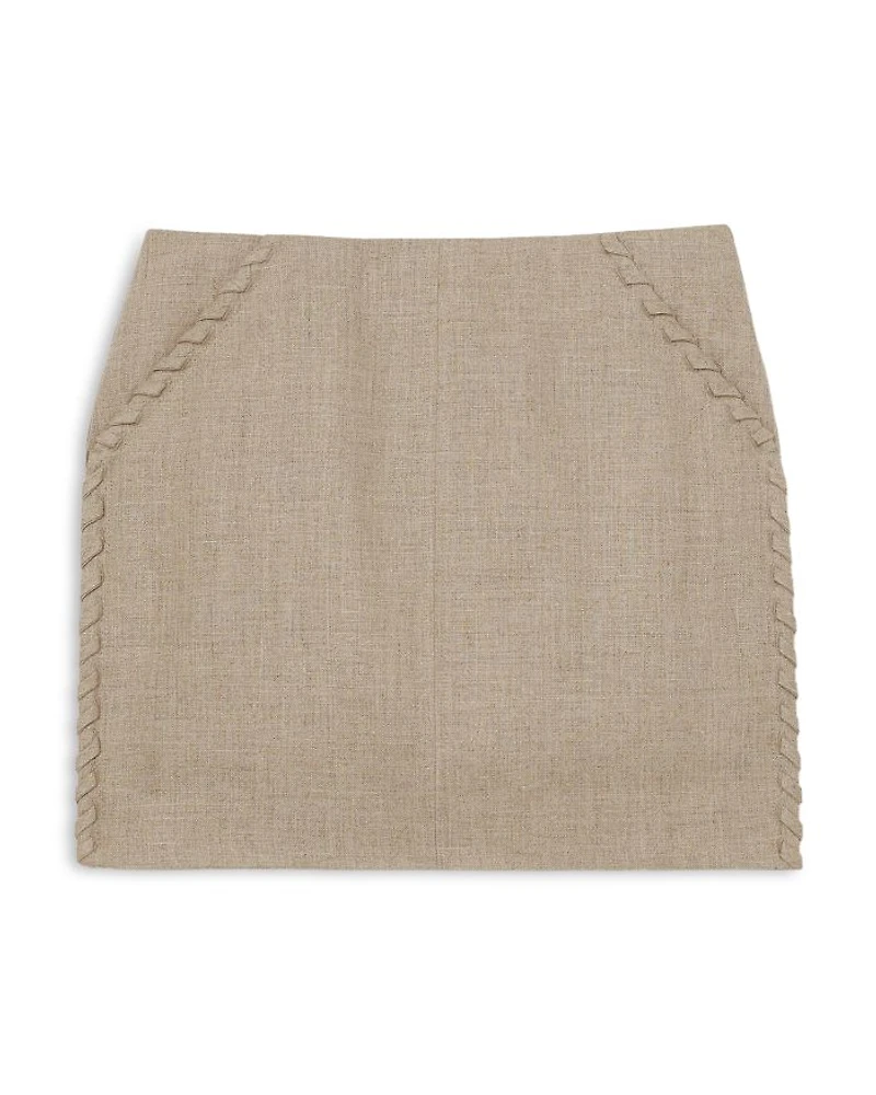Whip Stitch Linen Mini Skirt