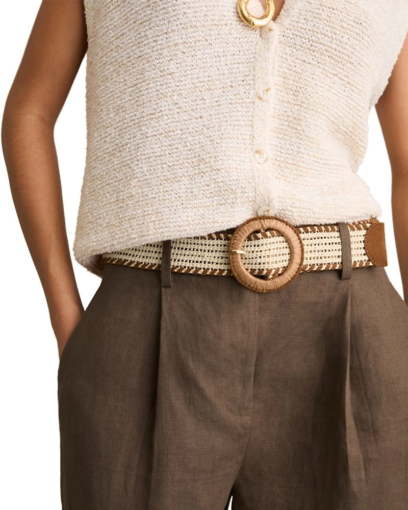 Linen Belted Tapered Leg Pants