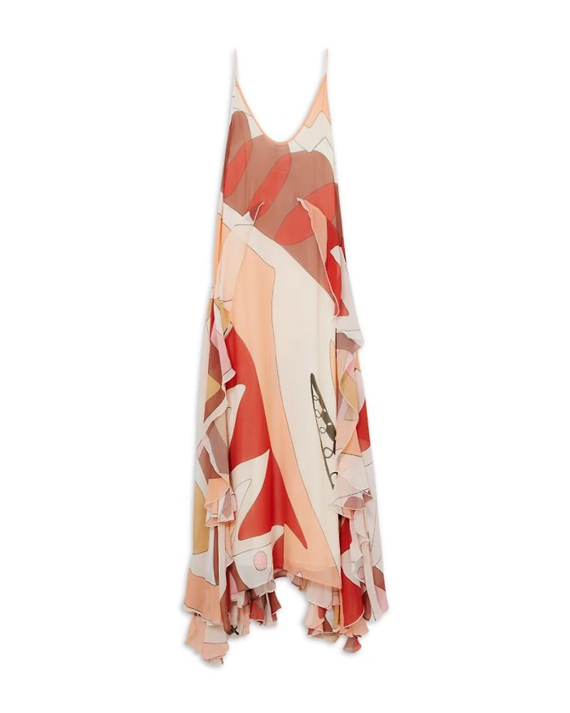 Sasha Printed Ruffle Trim Dress