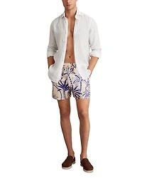Abstract Leaf Print Swim Shorts