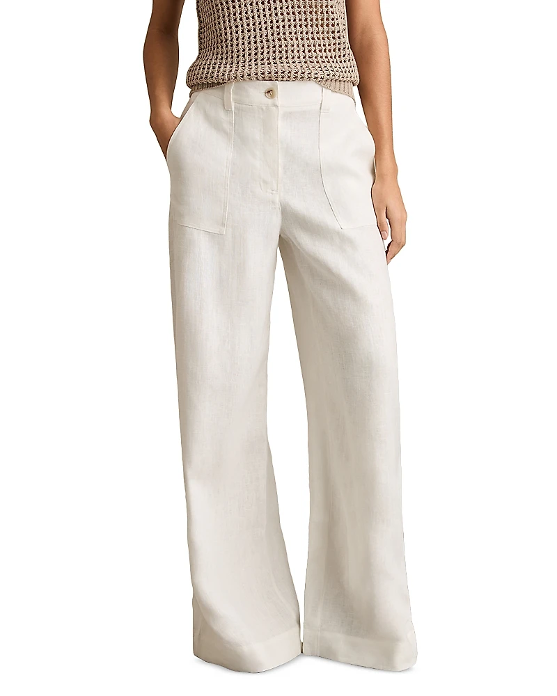 Reiss Ashby Wide Leg Linen Pants