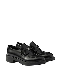 Prada Women's Chocolate Brushed Leather Loafers