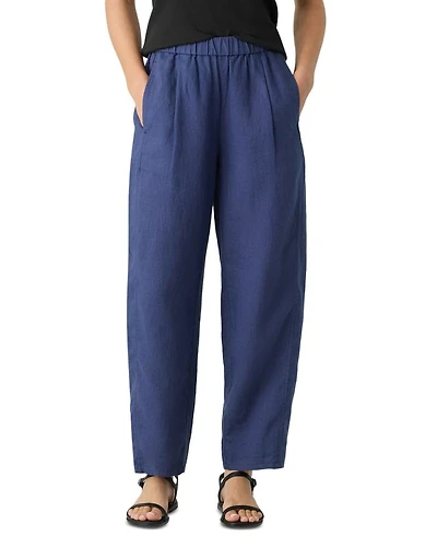 Linen Pleated Lantern Ankle Pants
