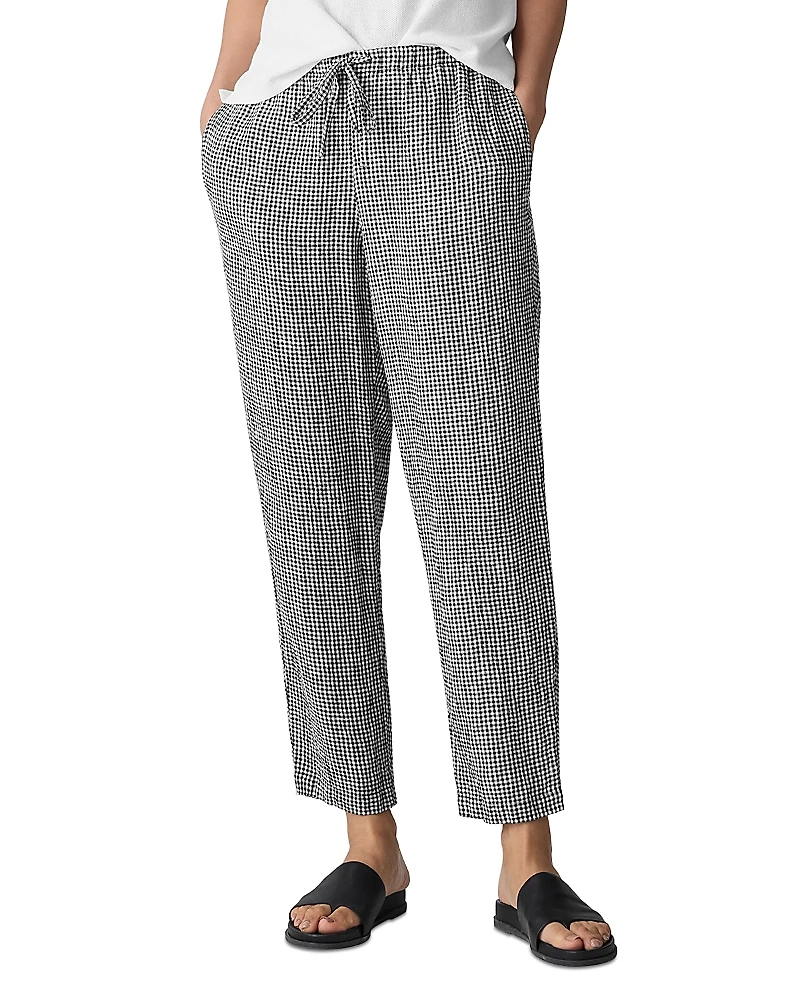 Eileen Fisher Puckered Linen Tapered Ankle Pants