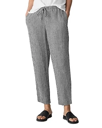 Eileen Fisher Puckered Linen Tapered Ankle Pants