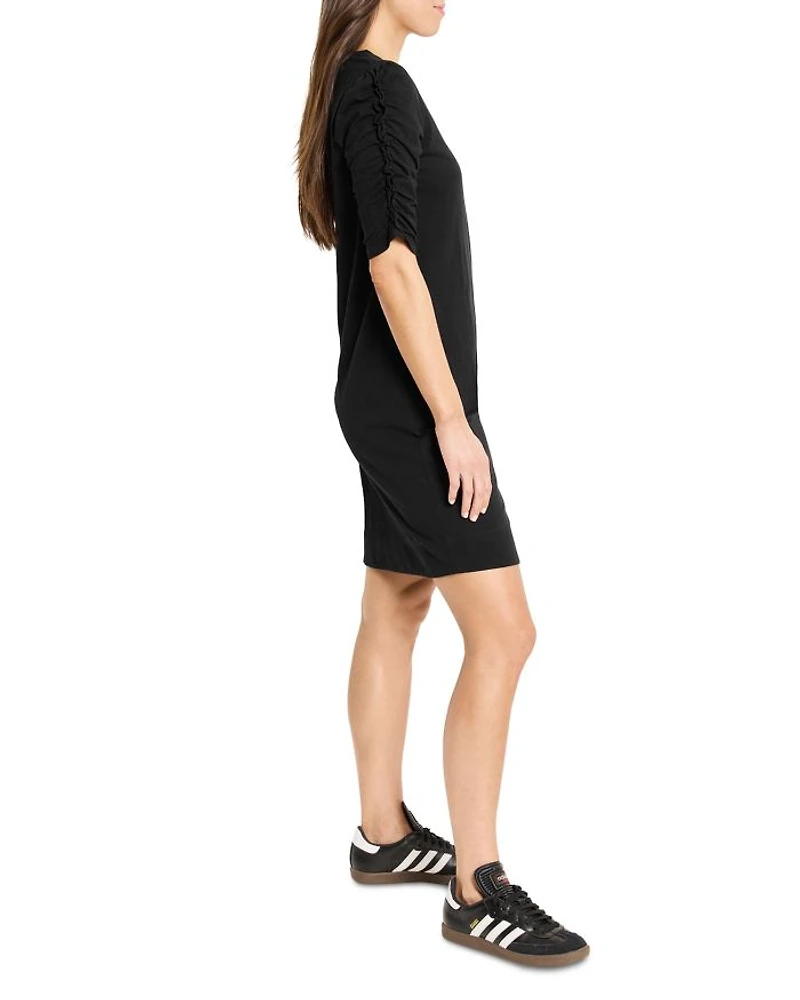 Ruched Elbow Sleeve Dress