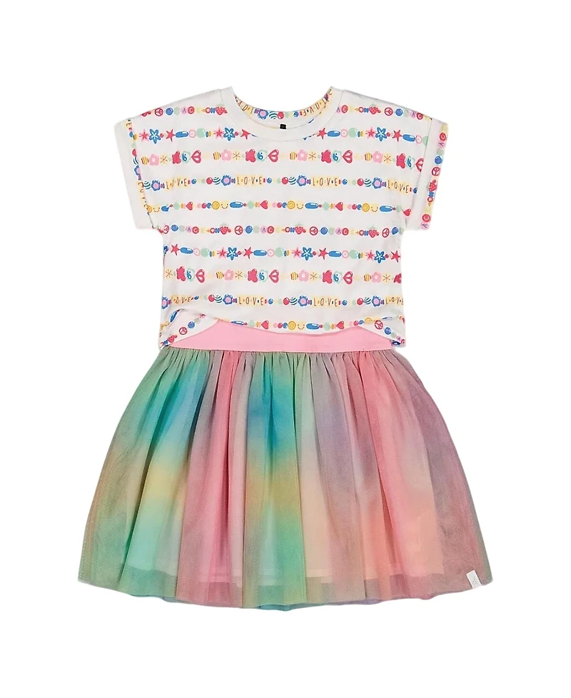 Deux par Girls' Bi-Material Dress with Mesh Skirt - Little Kid