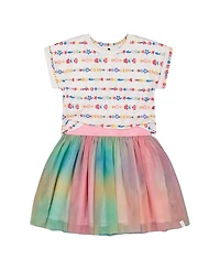 Deux par Girls' Bi-Material Dress with Mesh Skirt - Little Kid