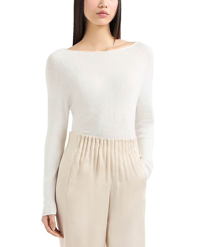 Emporio Armani Cotton Raglan Sleeve Ribbed Sweater