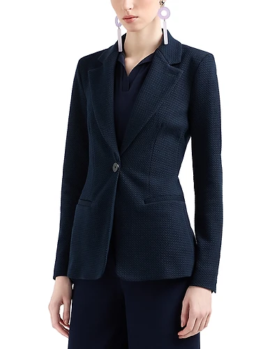 Emporio Armani Textured Jacquard Jersey Knit Blazer Jacket