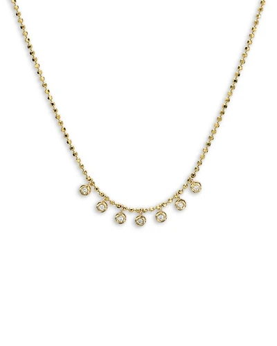 14K Yellow Gold Diamond Bezel Shaker Necklace, 15-17"