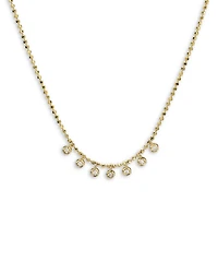 14K Yellow Gold Diamond Bezel Shaker Necklace, 15-17"