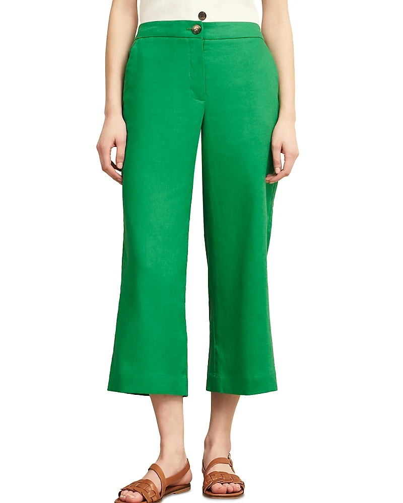 Hobbs London Lillie Linen Cropped Kick Flare Pants
