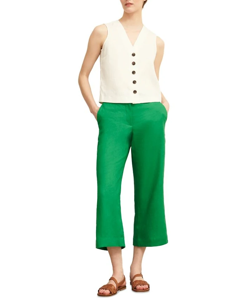 Lillie Linen Cropped Kick Flare Pants