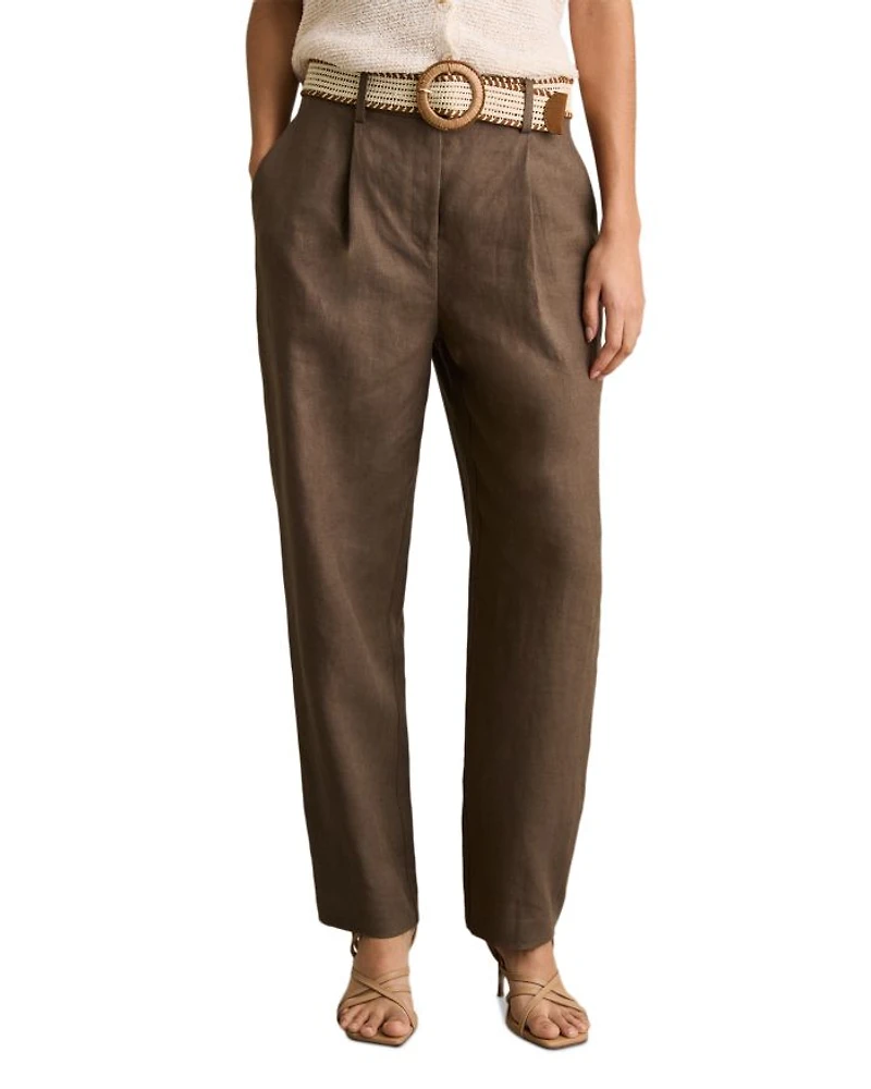 Petites Beau Belted Linen Pants