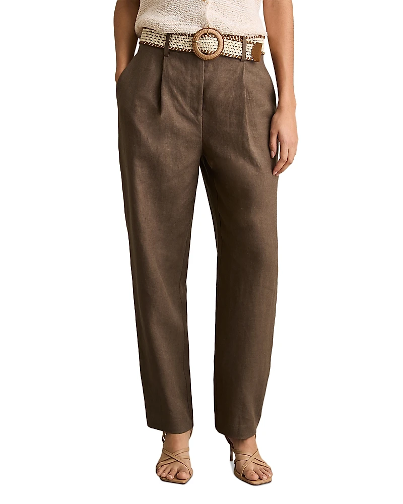 Reiss Petites Beau Belted Linen Pants