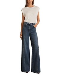 Twisted Seam Wide Leg Jeans Mid Blue