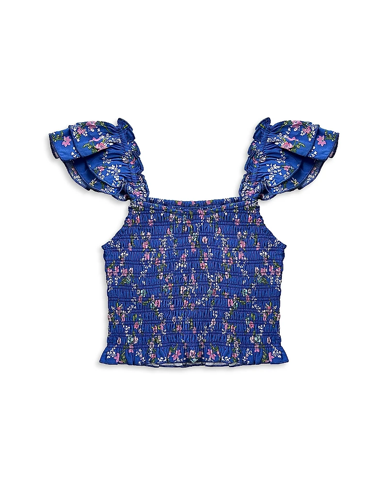 KatieJnyc Girls' Joanna Smocked Crop Top - Big Kid