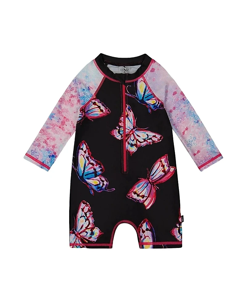 Deux par Deux Girls' Printed Long Sleeve One-Piece Rashguard - Little Kid