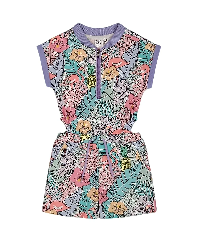 Deux par Girls' Printed French Terry Romper - Little Kid