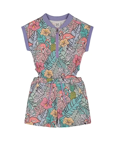 Deux par Girls' Printed French Terry Romper - Little Kid