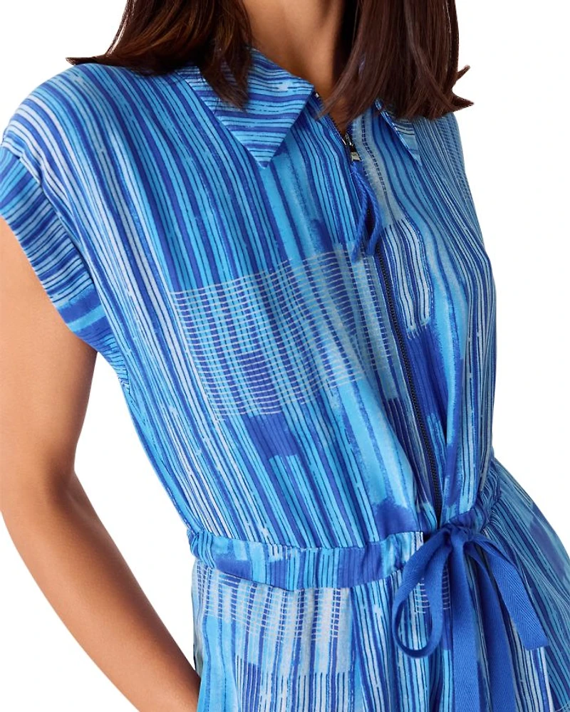 Stripe Print Zip Front Jumpsuit