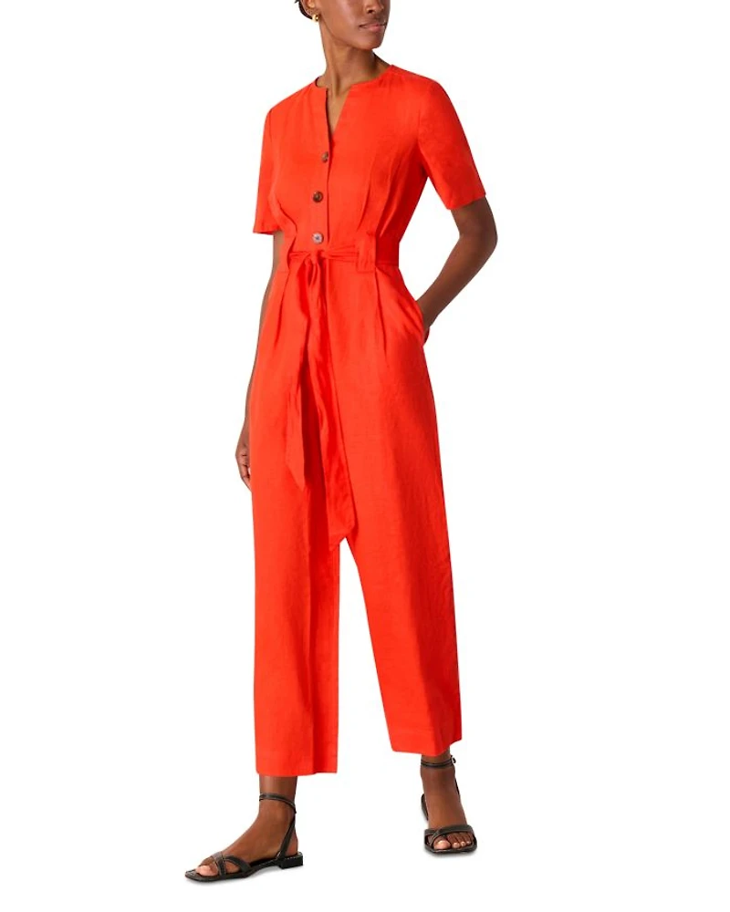 Fiona Linen Button Front Jumpsuit