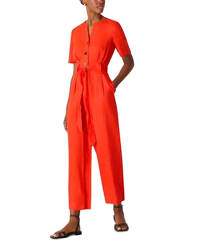 Fiona Linen Button Front Jumpsuit