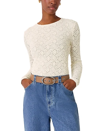 Whistles Jersey Lace Long Sleeve Top