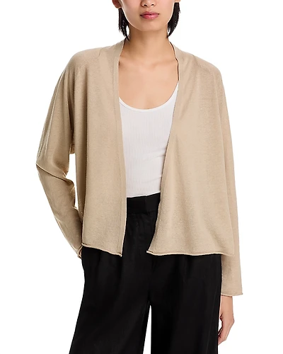 Eileen Fisher Linen Cotton Jersey High Collar Cardigan