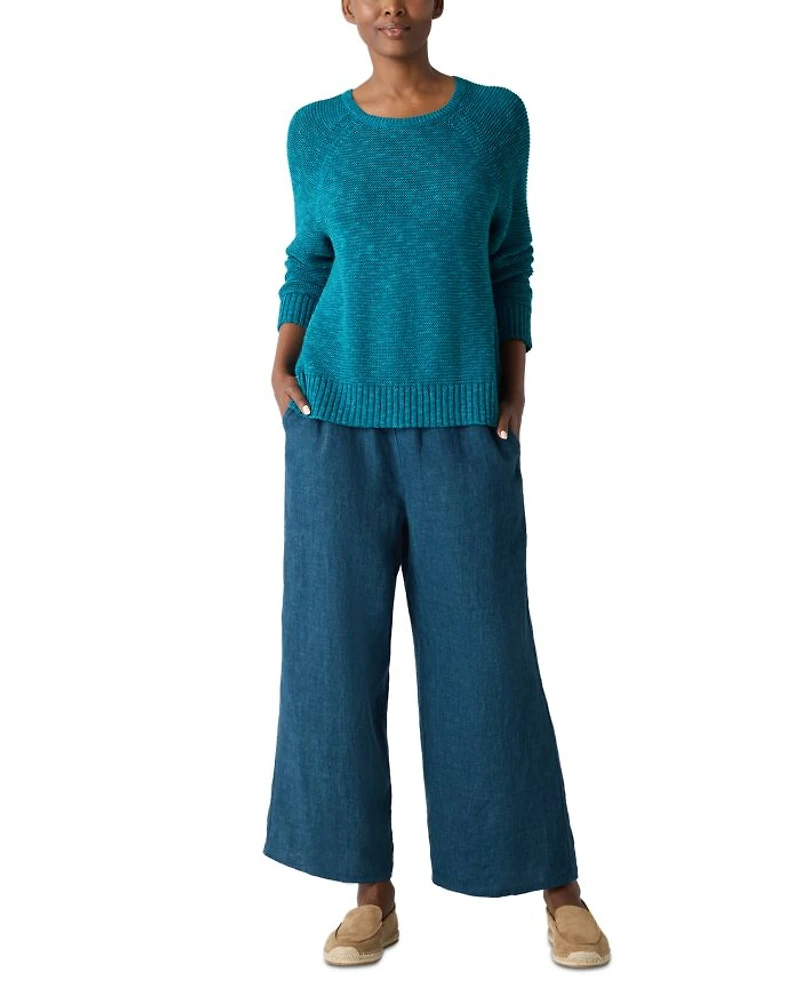 Linen Cotton Slub Raglan Sleeve Sweater