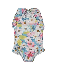Deux par Deux Girls' Printed One-Piece Swimsuit with Frills - Little Kid