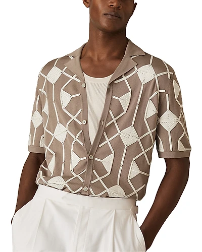 Reiss Terrazzo Embroidered Camp Shirt