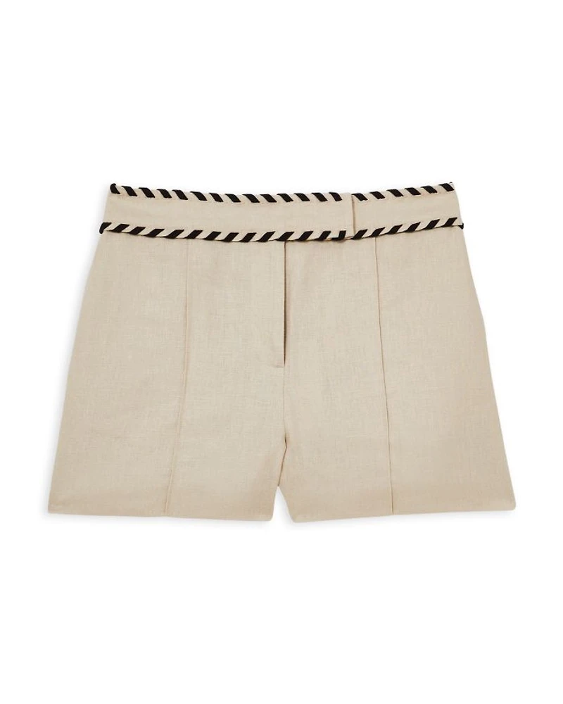 Fawn Linen Braided Waistband Shorts