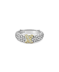 LAGOS 18K Green Gold & Sterling Silver Embrace Collection Diamond Caviar Ring