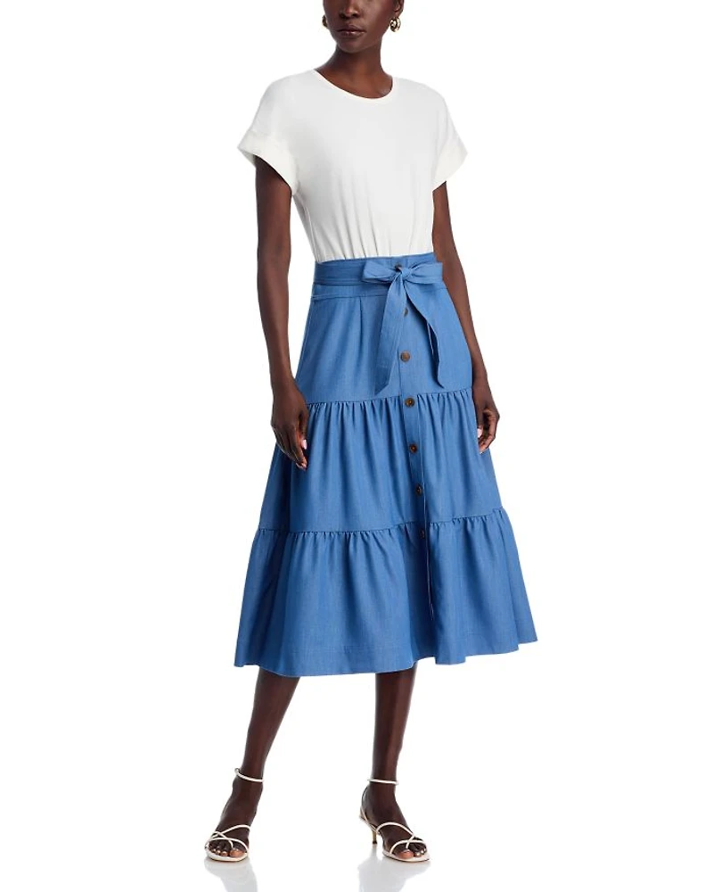 Mixed Media Tiered Dress