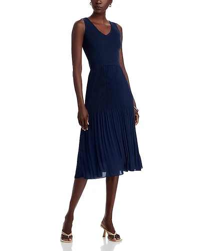T Tahari Pleated Midi Dress