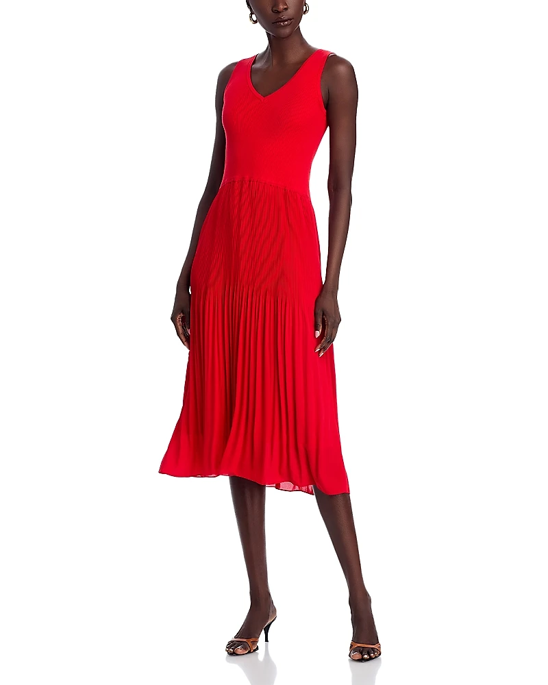T Tahari Pleated Midi Dress