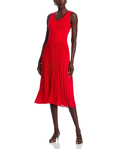 T Tahari Pleated Midi Dress