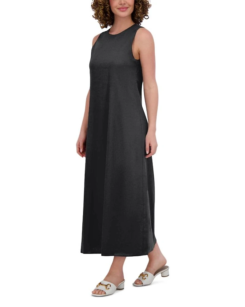 Linen Blend Crewneck Maxi Dress
