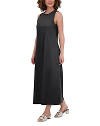 Linen Blend Crewneck Maxi Dress