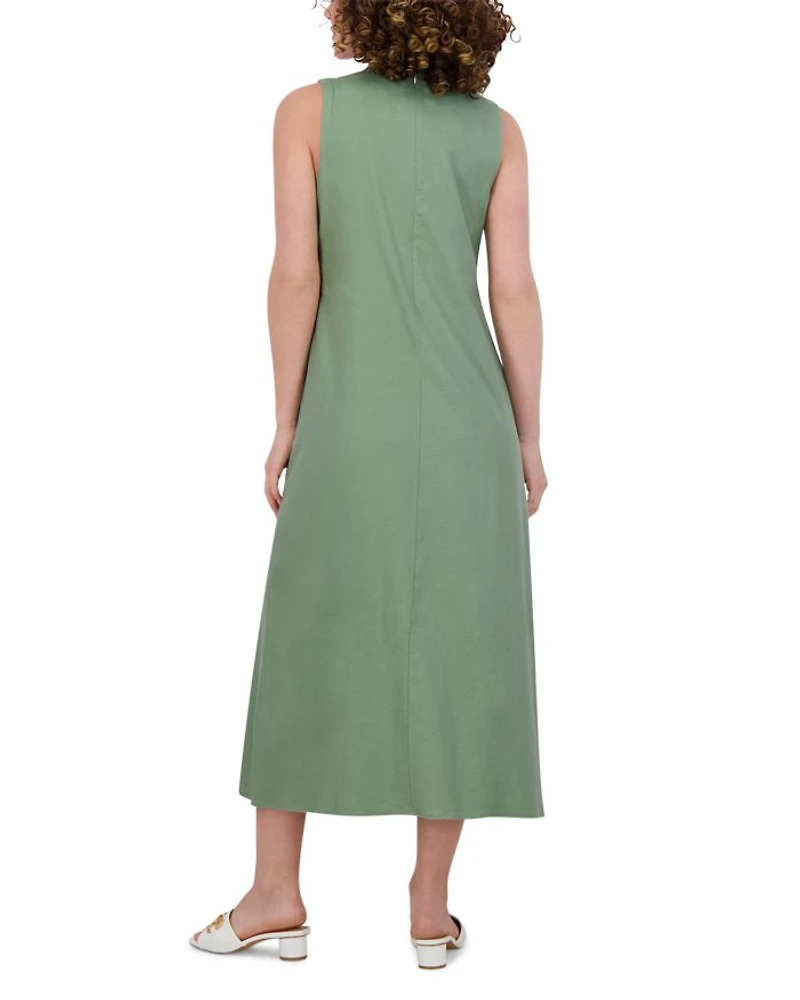 Linen Blend Crewneck Maxi Dress