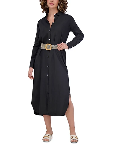 Point Linen Blend Shirt Dress