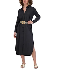 Point Linen Blend Shirt Dress